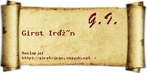 Girst Irén névjegykártya